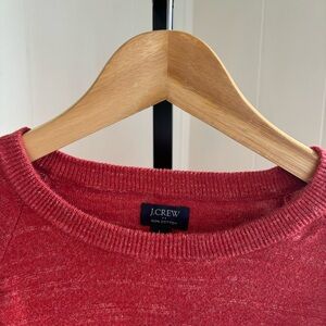 J Crew Factory Red Cotton Raglan Budded Crewneck Pullover Sweater Mens Large